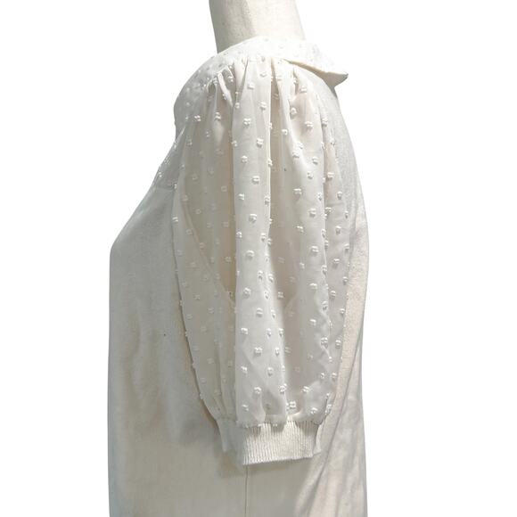 Adrianna‎ Papell XL Top with Sleeves Schoolboy Cream Dotted Sleeves Blouse (7) - Picture 5 of 12